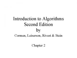 Introduction to Algorithms Second Edition by Cormen Leiserson