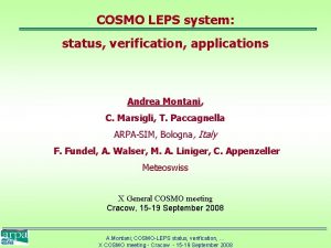 COSMO LEPS system status verification applications Andrea Montani