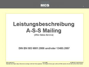 1 Leistungsbeschreibung ASS Mailing AfterSalesService DIN EN ISO