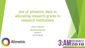 Use of altmetric data in allocating research grants