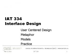 IAT 334 Interface Design User Centered Design Metaphor