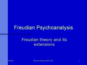 Freudian Psychoanalysis Freudian theory and its extensions 192022