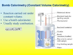 Bomb Calorimetry Constant Volume Calorimetry Reaction carried out