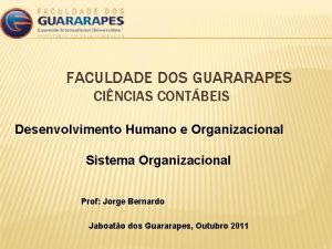 FACULDADE DOS GUARARAPES CINCIAS CONTBEIS Desenvolvimento Humano e