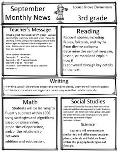 September Monthly News Locust Grove Elementary 3 rd