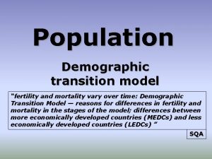 Population Demographic transition model fertility and mortality vary