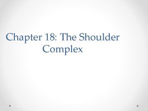 Chapter 18 The Shoulder Complex The shoulder is