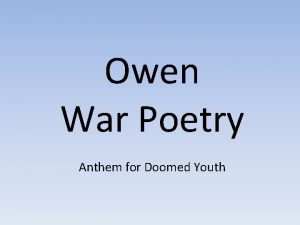 Owen War Poetry Anthem for Doomed Youth Starter