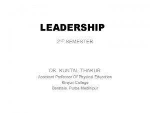 LEADERSHIP 2 ND SEMESTER DR KUNTAL THAKUR Assistant