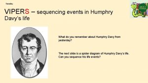 Tuesday VIPERS sequencing events in Humphry Davys life