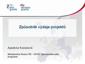 Zpsobil vdaje projekt Apolena Karasov Ministerstvo financ R