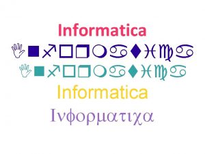 Informatica Informatica Hardware elementi principali indispensabili elaboratore centrale