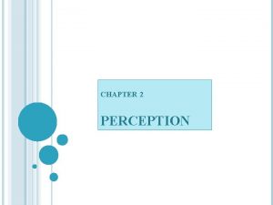 CHAPTER 2 PERCEPTION PERCEPTUAL PROCESS Sensory Stimuli Sensory