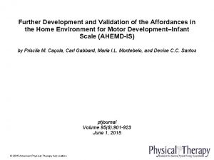 Further Development and Validation of the Affordances in