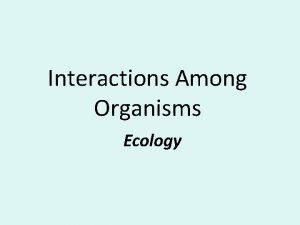 Interactions Among Organisms Ecology TROPHIC LEVELS Organisms interact