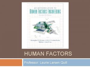 HUMAN FACTORS Professor Laurie Larsen Quill Human Factors