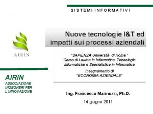 SISTEMI INFORMATIVI GOOD POINT GOOD AIRIN POINT ASSOCIAZIONE