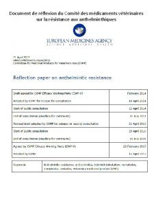 Document de rflexion du Comit des mdicaments vtrinaires