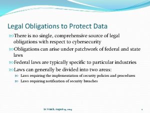 Legal Obligations to Protect Data There is no
