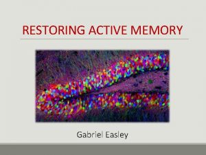 RESTORING ACTIVE MEMORY Gabriel Easley What It Is