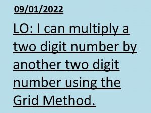 09012022 LO I can multiply a two digit