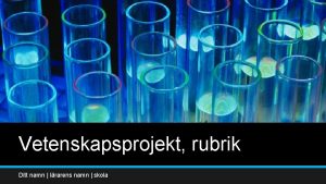 Vetenskapsprojekt rubrik Ditt namn lrarens namn skola Lgg