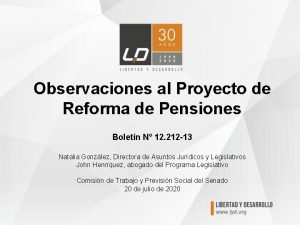 Observaciones al Proyecto de Reforma de Pensiones Boletn