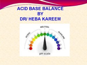 ACID BASE BALANCE BY DR HEBA KAREEM Acid