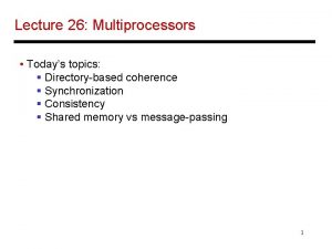 Lecture 26 Multiprocessors Todays topics Directorybased coherence Synchronization