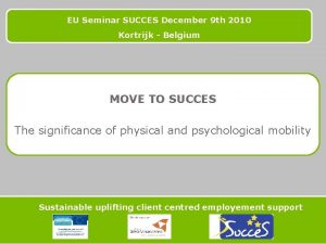 EU Seminar SUCCES December 9 th 2010 Kortrijk