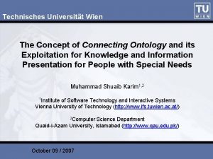 Technisches Universitt Wien The Concept of Connecting Ontology