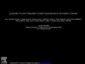 Lymphatic Function Regulates Contact Hypersensitivity Dermatitis in Obesity