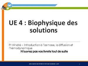 UE 4 Biophysique des solutions Pr Hindr Introduction