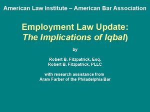 American Law Institute American Bar Association Employment Law