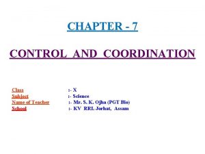 CHAPTER 7 CONTROL AND COORDINATION Class Subject Name