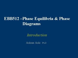 EBB 512 Phase Equilibria Phase Diagrams Introduction Azizan