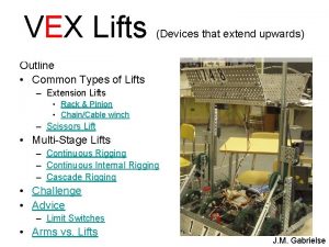 VEX Lifts Devices that extend upwards Outline Common