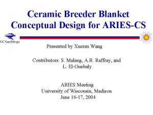 Ceramic Breeder Blanket Conceptual Design for ARIESCS Presented