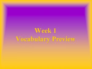 Week 1 Vocabulary Preview acronym acronym A word