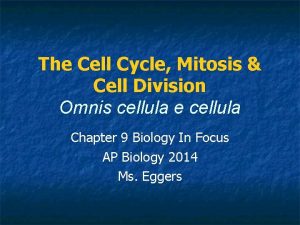 The Cell Cycle Mitosis Cell Division Omnis cellula