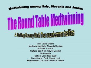 I I S Carlo Urbani Medtwinning Italy SloveniaJordan