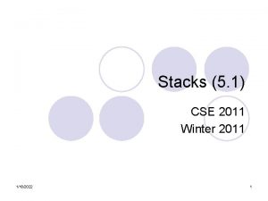 Stacks 5 1 CSE 2011 Winter 2011 1102022