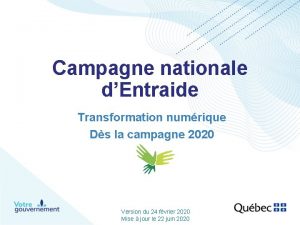 Campagne nationale dEntraide Transformation numrique Ds la campagne
