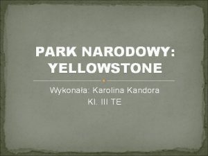 PARK NARODOWY YELLOWSTONE Wykonaa Karolina Kandora Kl III