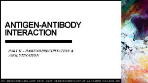 ANTIGENANTIBODY INTERACTION PART II IMMUNOPRECIPITATION AGGLUTINATION BY ENOSH