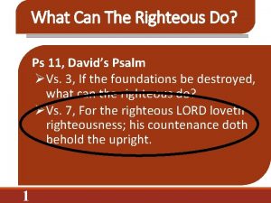 What Can The Righteous Do Ps 11 Davids