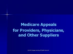 Medicare Appeals for Providers Physicians and Other Suppliers