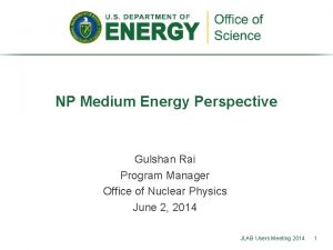 NP Medium Energy Perspective Gulshan Rai Program Manager