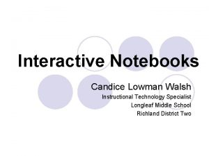 Interactive Notebooks Candice Lowman Walsh Instructional Technology Specialist