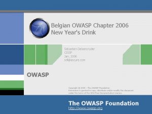 Belgian OWASP Chapter 2006 New Years Drink Sebastien